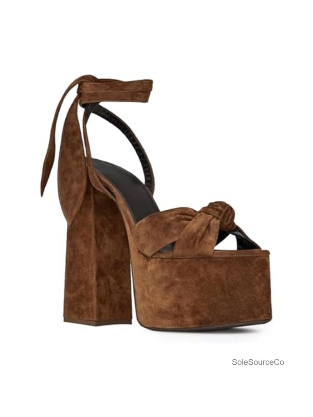 Suede Platform Heels Peep Toe Ankle Strap Sandals Women's Dressy Party Shoes